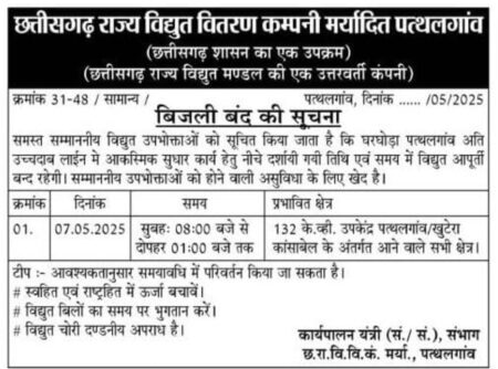 *प्रधान संपादक श्री धर्मेंद्र शर्मा की विशेष खबर-* अति आवश्यक महत्वपूर्ण सूचना बिजली बंद होने वाला है 8:00 बजे से 12:00 बजे तक सुबह को